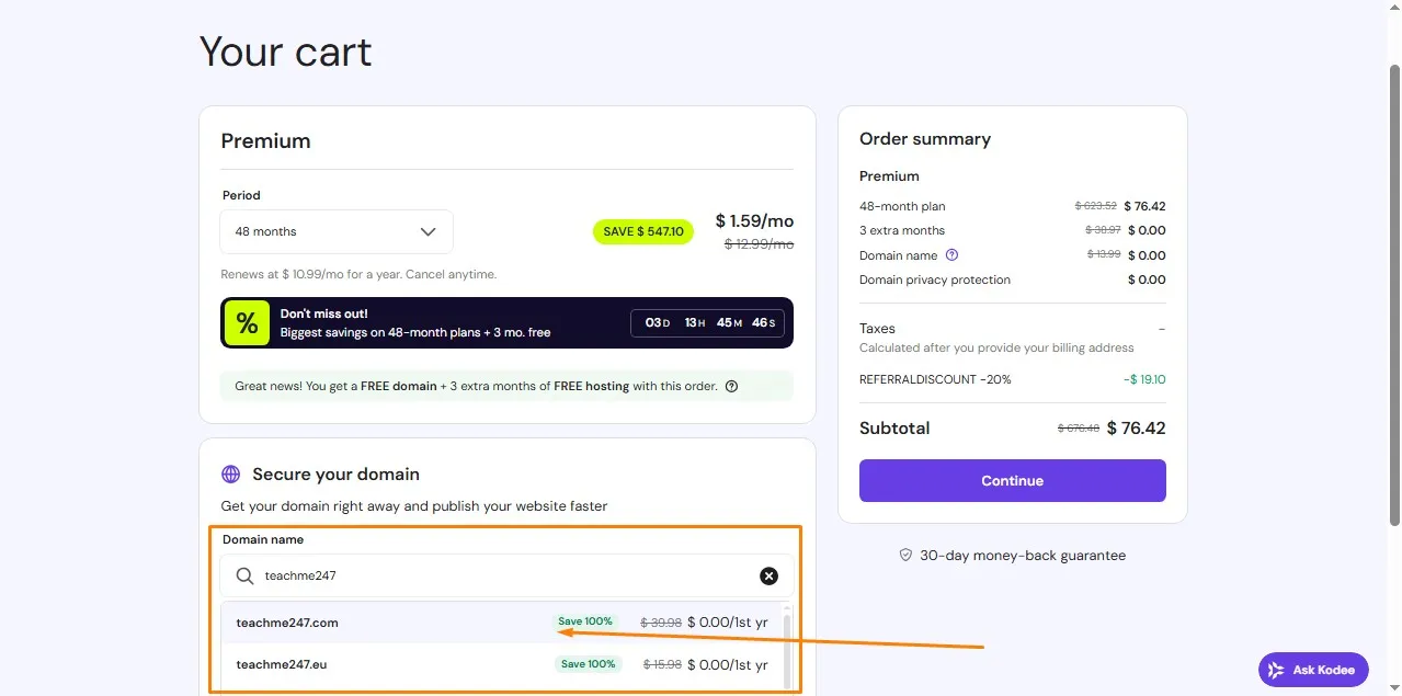 Register Domain Name in Hostinger