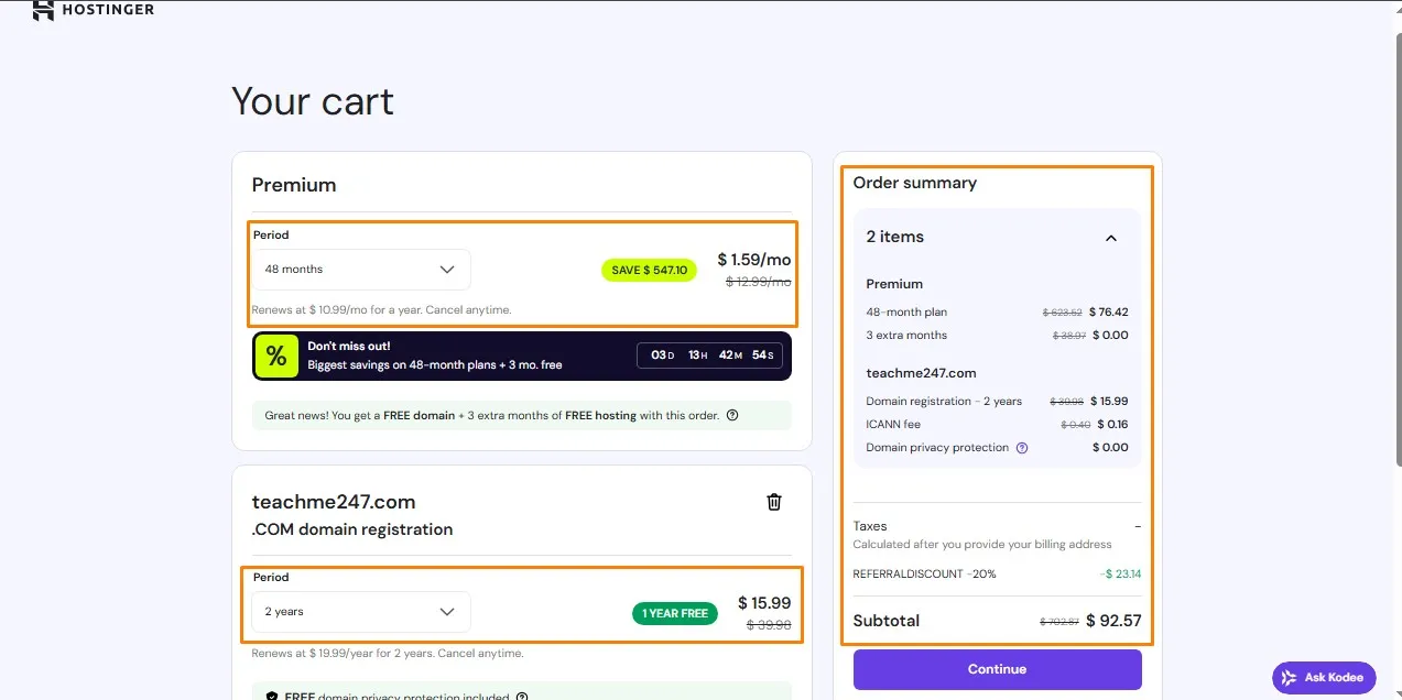 Hostinger domain registration