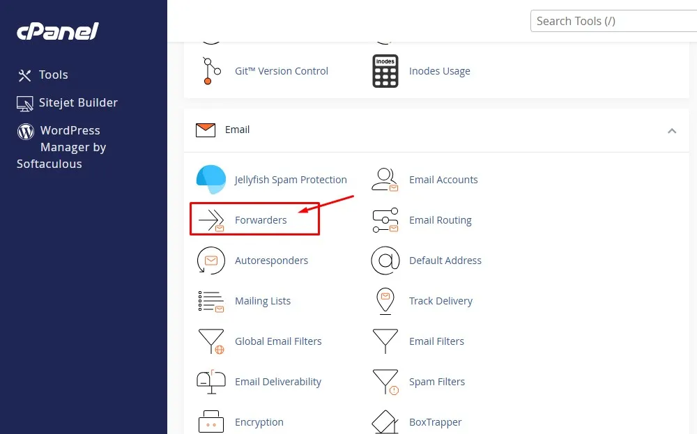 Go to Forwarders in cPanel