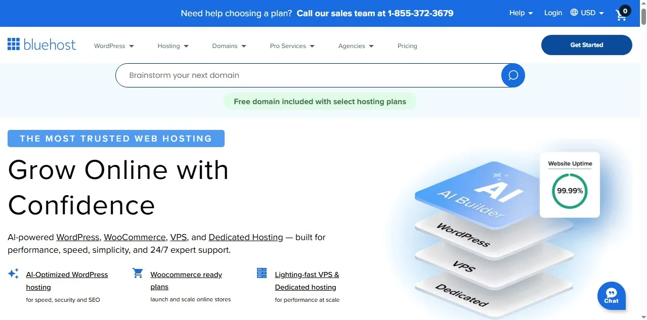 Bluehost (Best Hosting for Beginners)