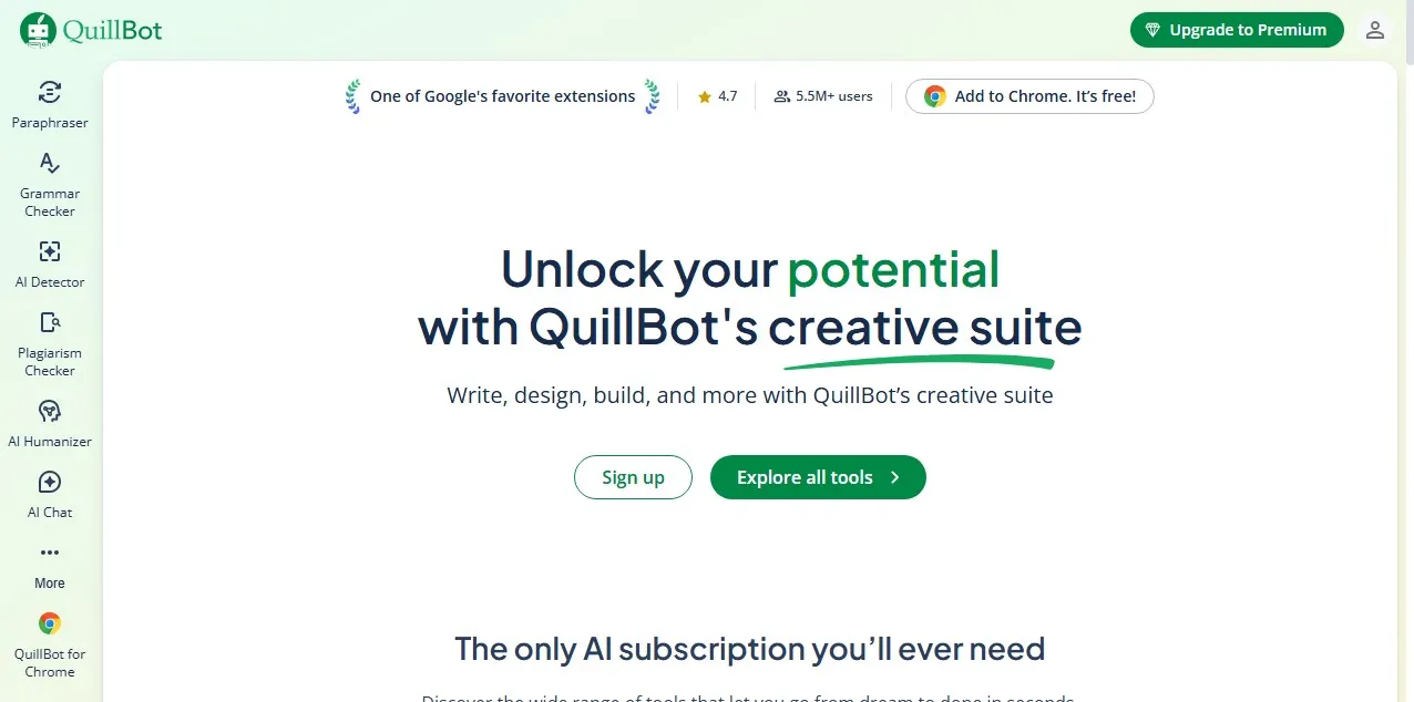 QuillBot homepage