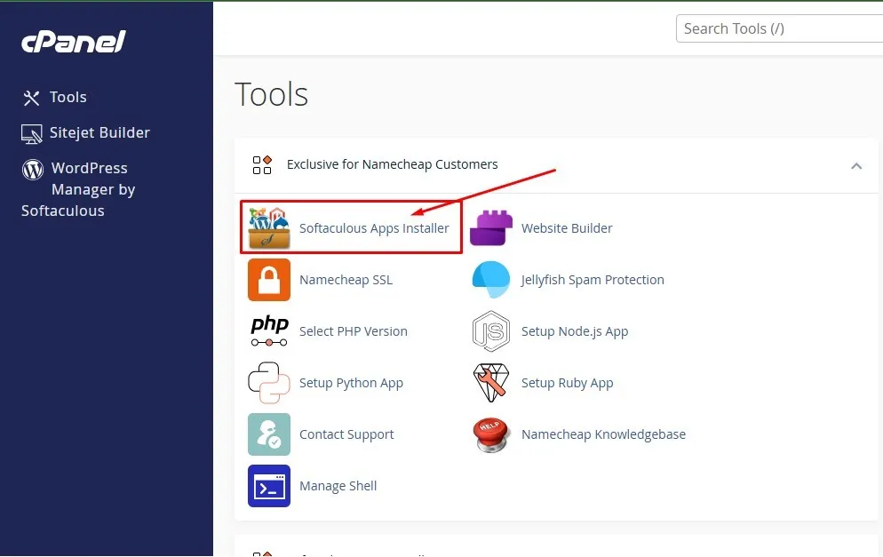 Softaculous Apps Installer in NameCheap