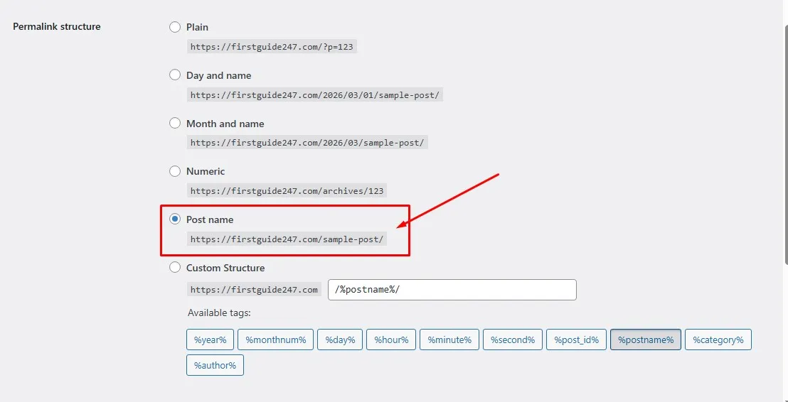 WordPress permalinks