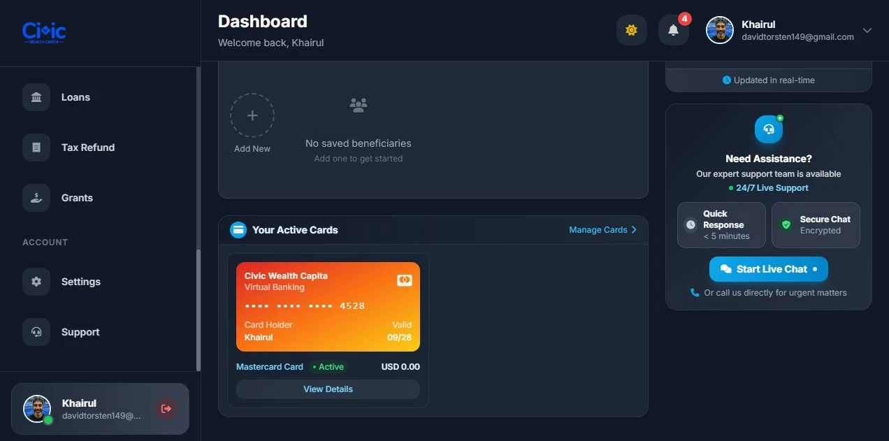 8D Online Banking Laravel Script user dashboard