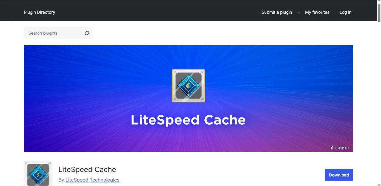 LiteSpeed Cache WordPress home page