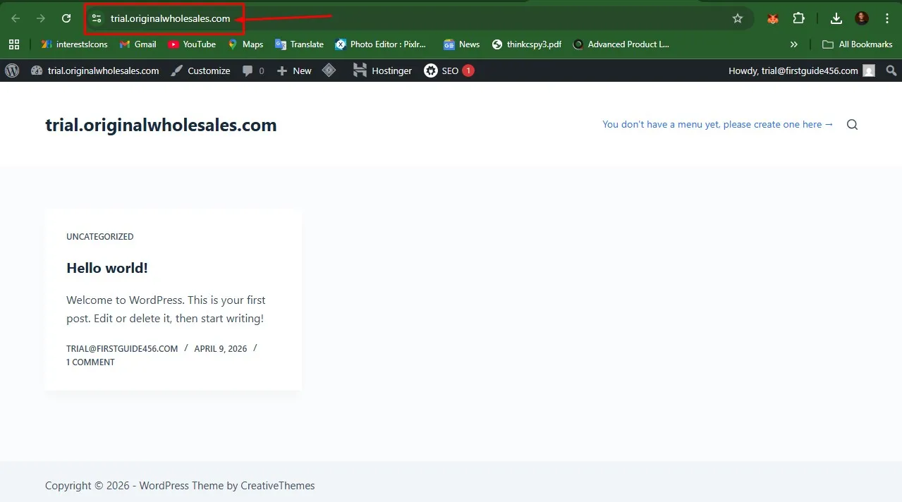 my website home page