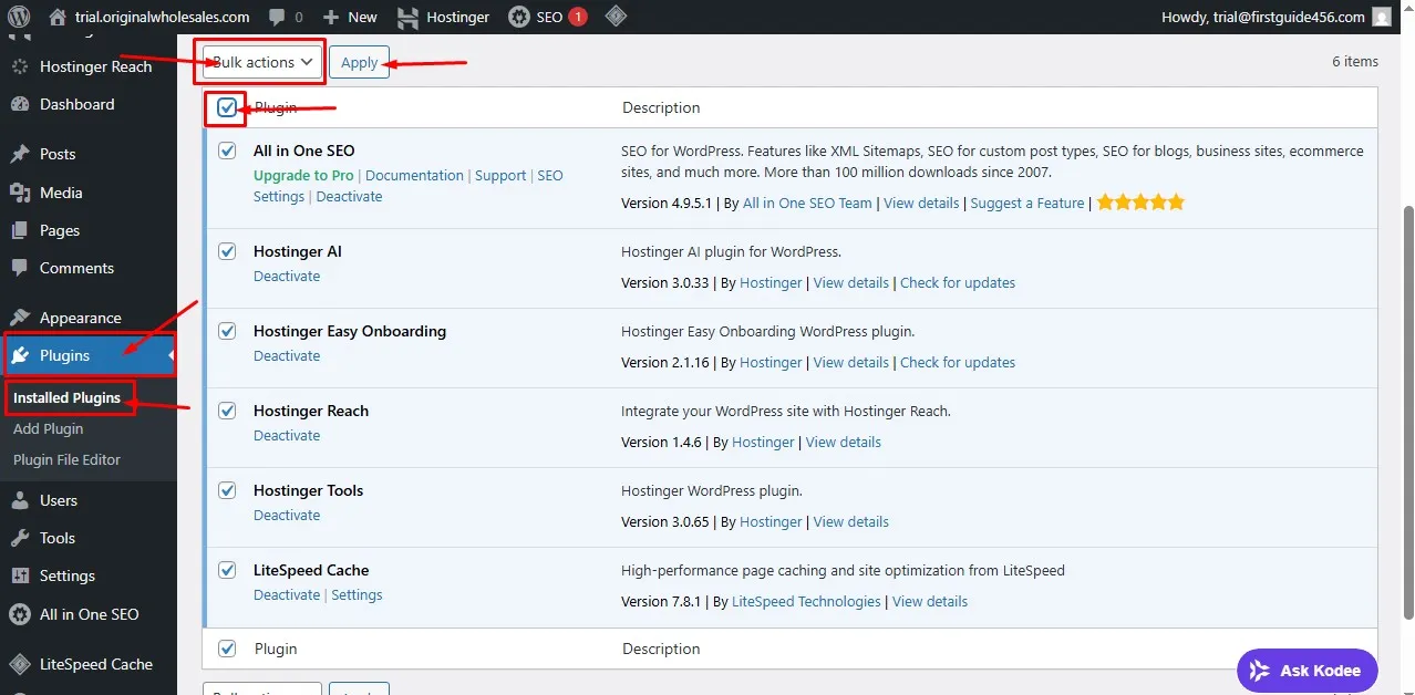 Hostinger WordPress Plugin section