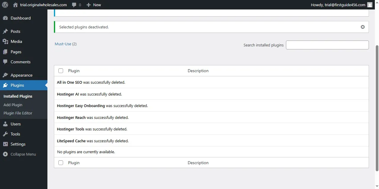 Deleted WordPress Plugins