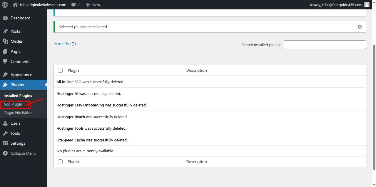 Click the add plugin under plugins in your WordPress Dashboard