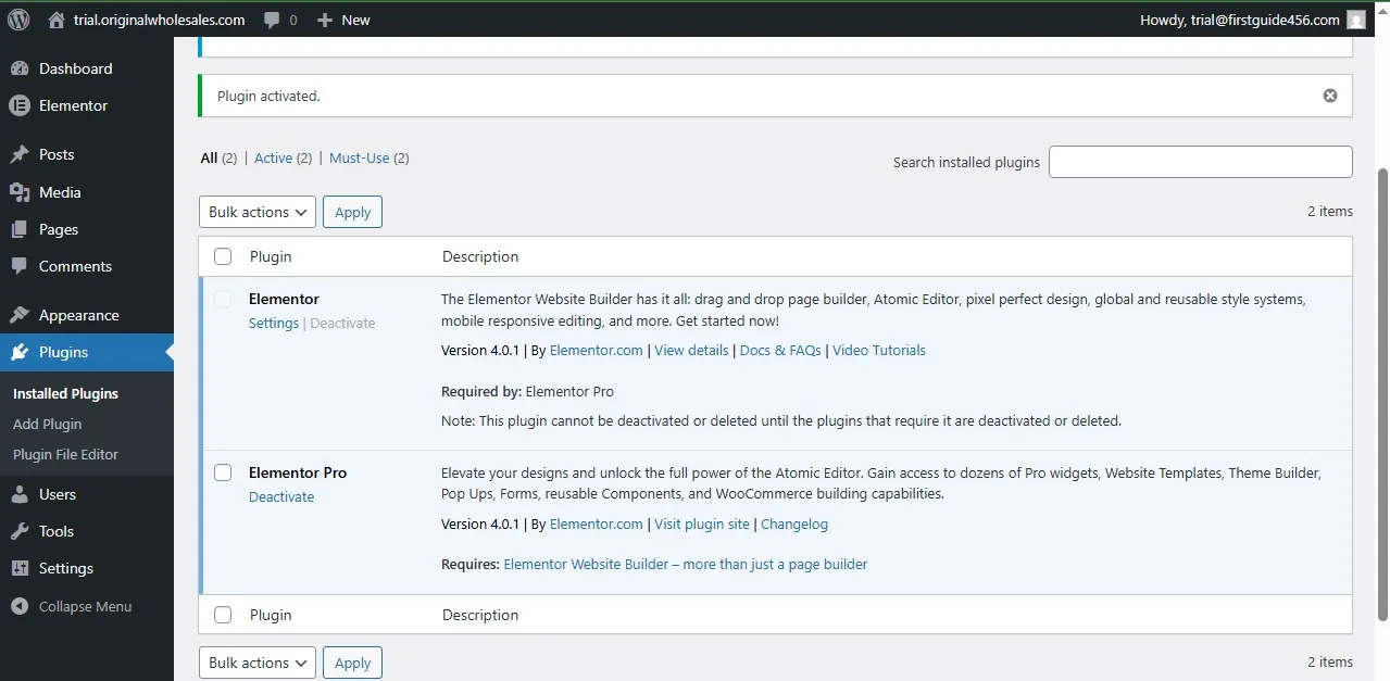 Elementor free and paid versions in WordPress