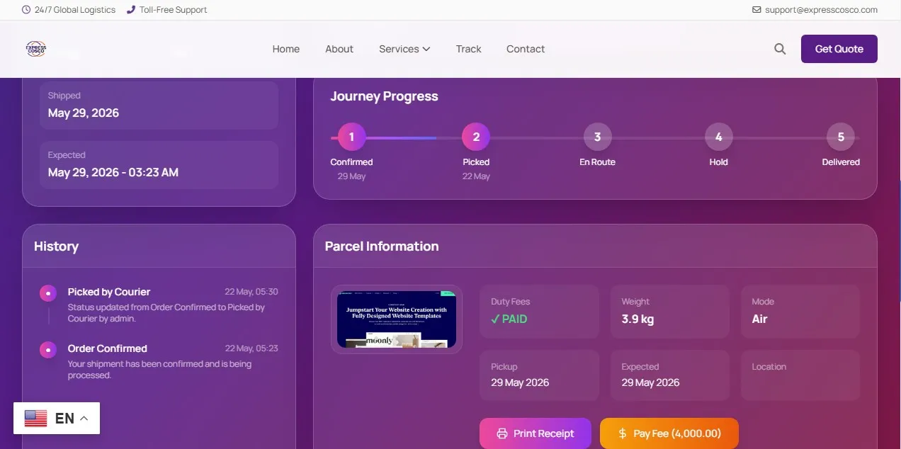 8D Courier Tracking Logistics Php/Laravel Script - Download